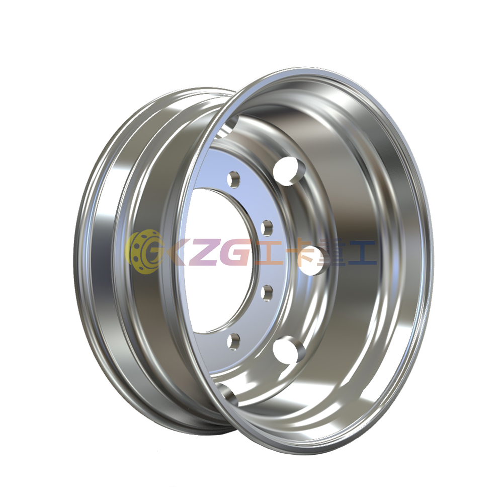 double polished aluminum wheel with rim size 19.5✖6.75 for tires 9R19.5 225/70R19.5