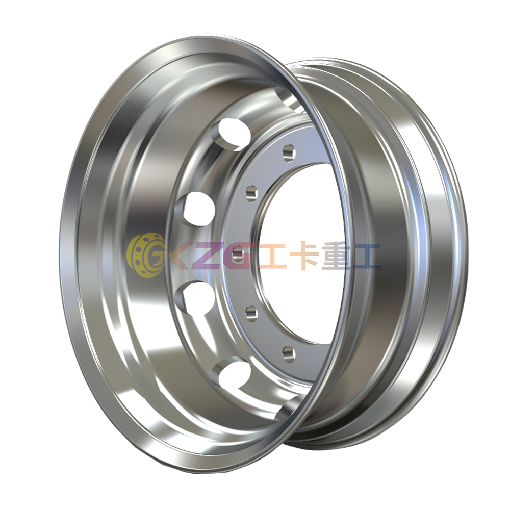 Double Polished Aluminum Alloy Truck Wheels with Square Vent Holes Forged Rim Size 22.5X8.25 Matched Tire Size 295/75R22.5
