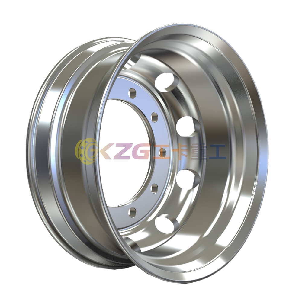 Double Polished Aluminum Alloy Truck Wheels with Square Vent Holes Forged Rim Size 22.5X8.25 Matched Tire Size 295/75R22.5