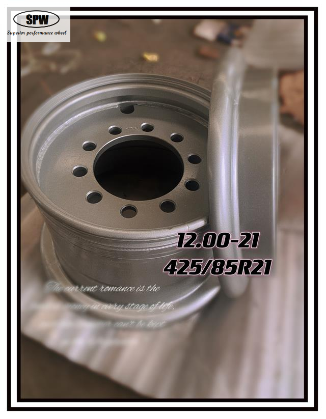 Tube steel wheel with rim size 12.00-21 for 425/85R21 tires